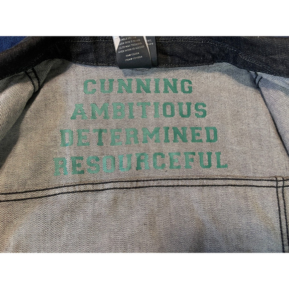 Harry Potter Slytherin Sz M Denim Jean Jacket Dark Gray/Black Hot Topic NEW - Picture 5 of 15